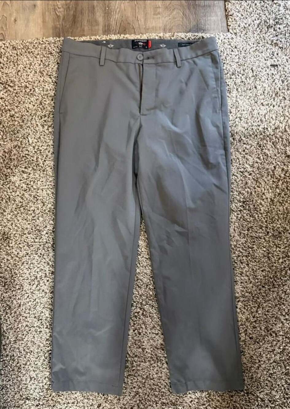 Dockers Pants 34x30 Gray Straight Fit Flat Front